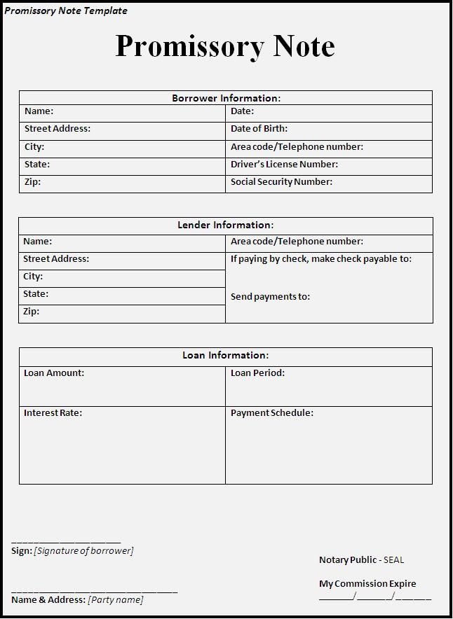 Printable Sample Promissory Note Form Form …