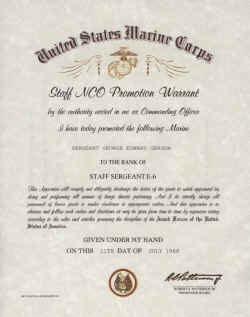 United States Marine Corps SNCO Promotion Warrant