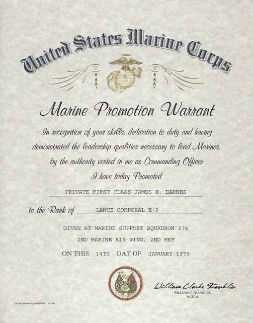 USMC E 2 E 3 Enlisted Promotion Warrant