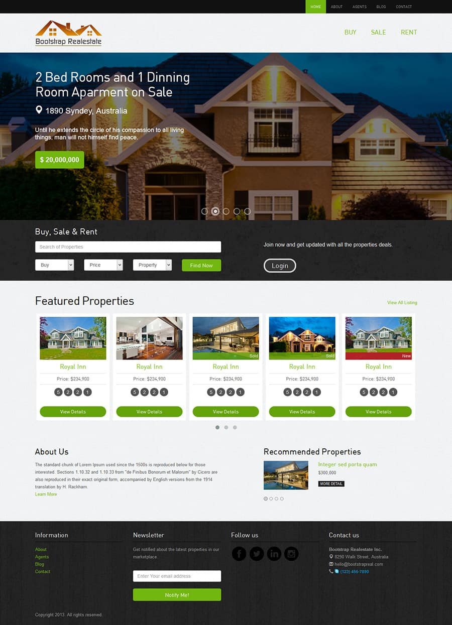 Real estate bootstrap template The Bootstrap Themes