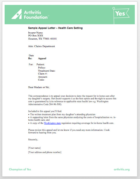 Sample Appeal Letters Access to Care Toolkit