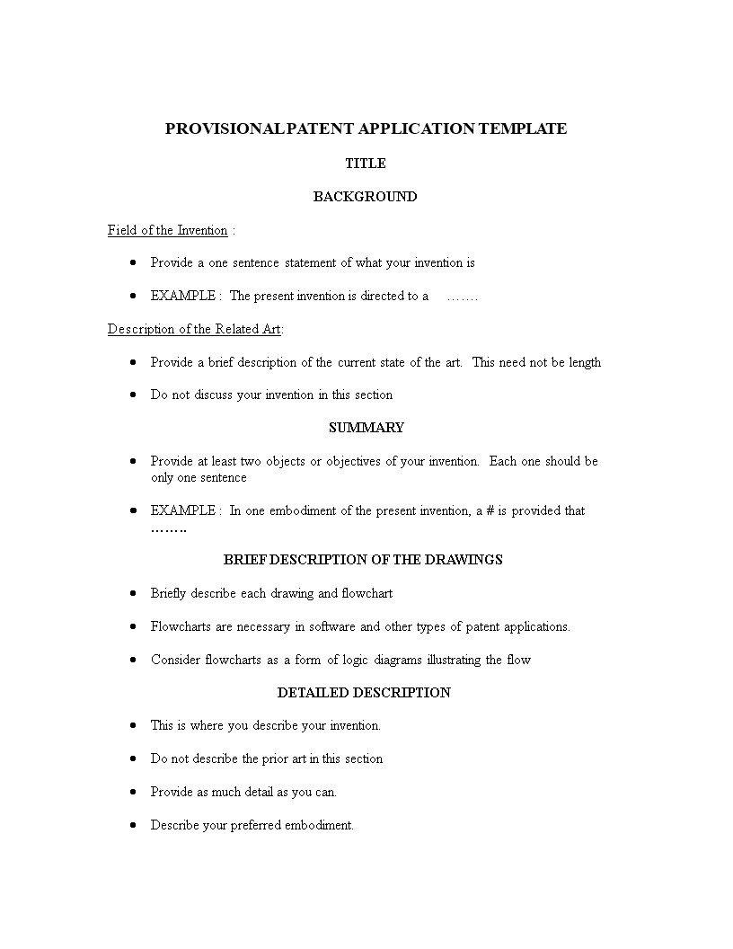 Provisional Patent Application Template