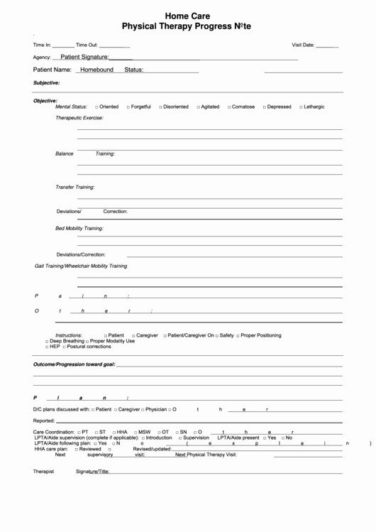 Therapy Progress Note Template Free