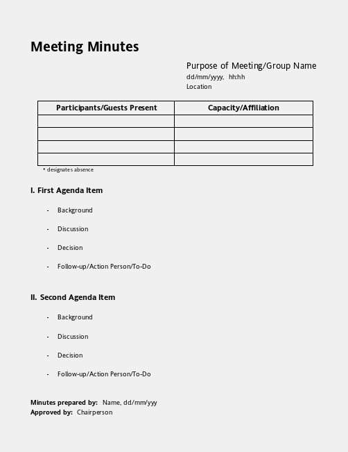 Free Meeting Minutes Template Meeting Minutes