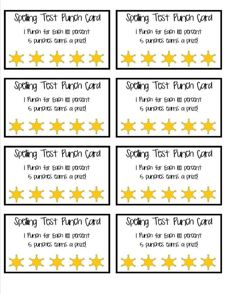 Spelling Test Punch Cards Part of a set of 8