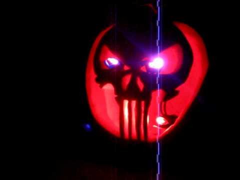 Punisher Halloween Pumpkin flashing lights