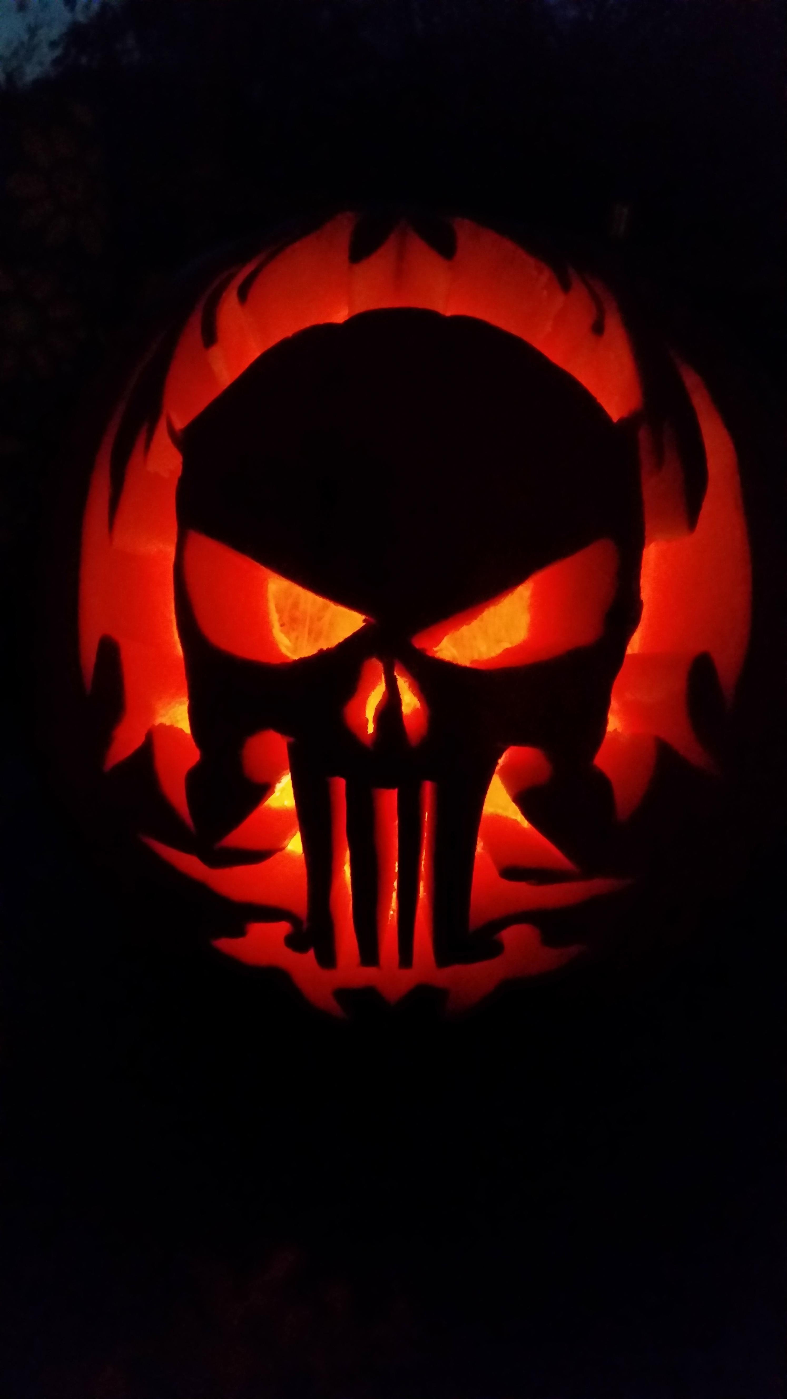Punisher pumpkin carving creepy