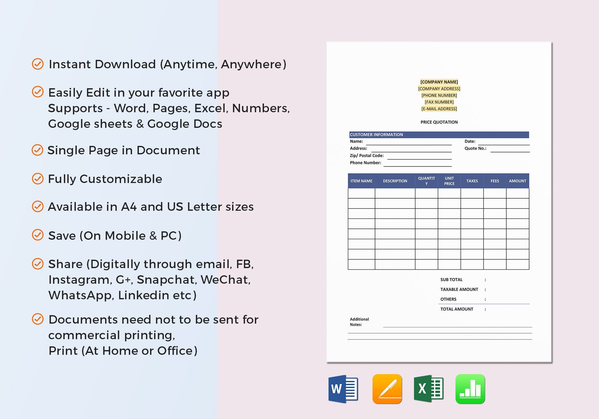 Purchase Order Template in Word Excel Google Docs Apple