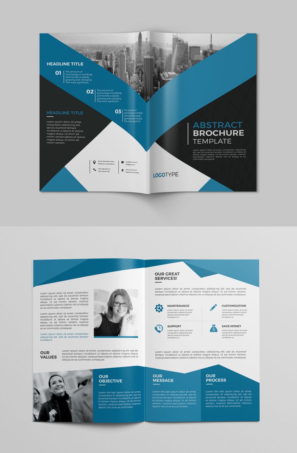 Corporate Bi Fold Brochure Template PSD