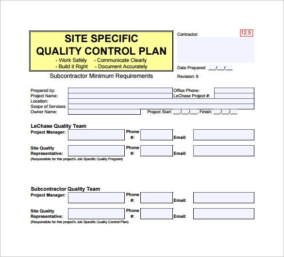 13 Quality Control Plan Templates Word PDF Google