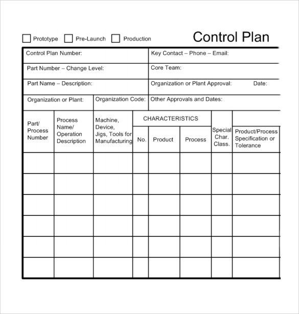 Sample Control Plan 6 Documents in PDF Word Excel