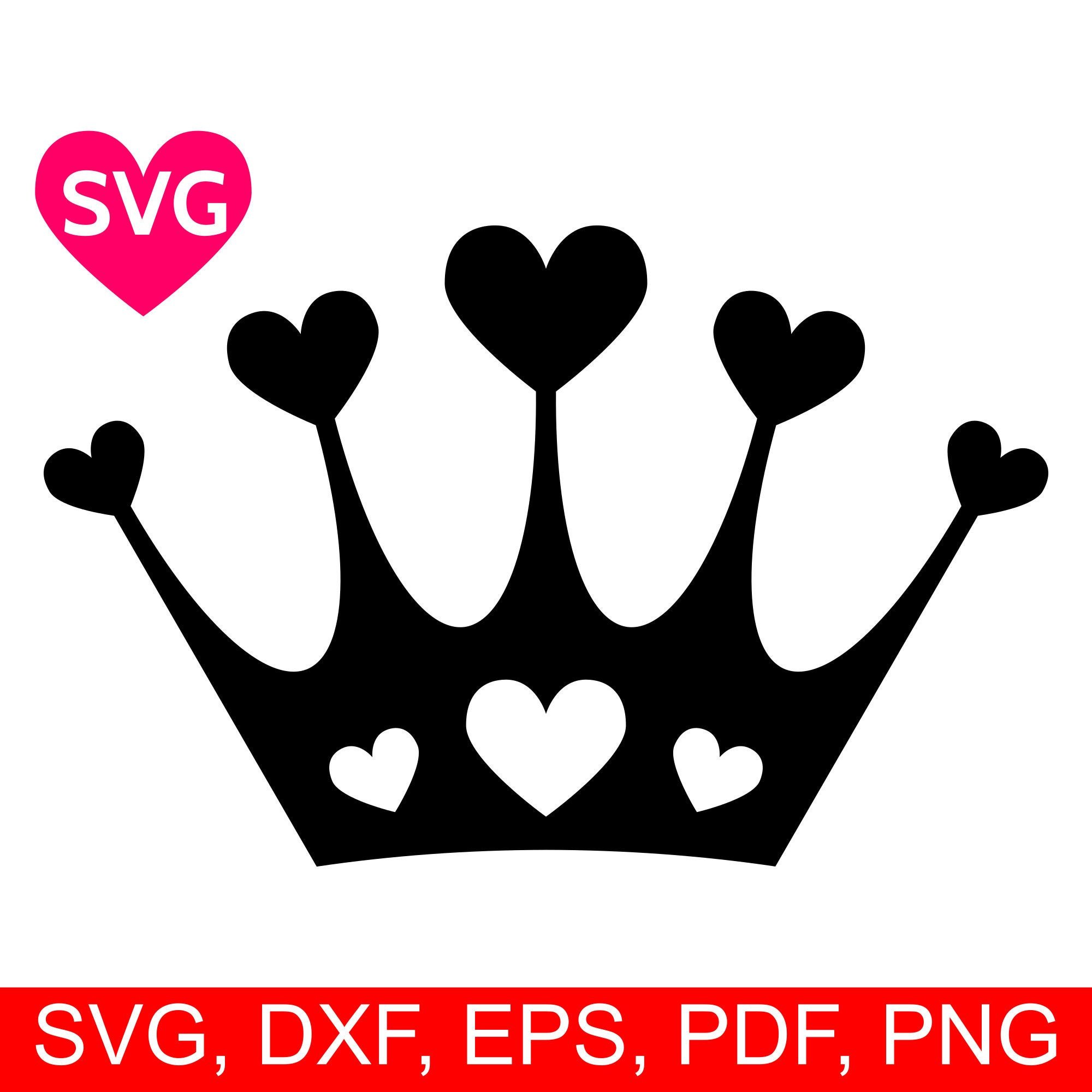Hearts Crown SVG Love Tiara printable clipart a