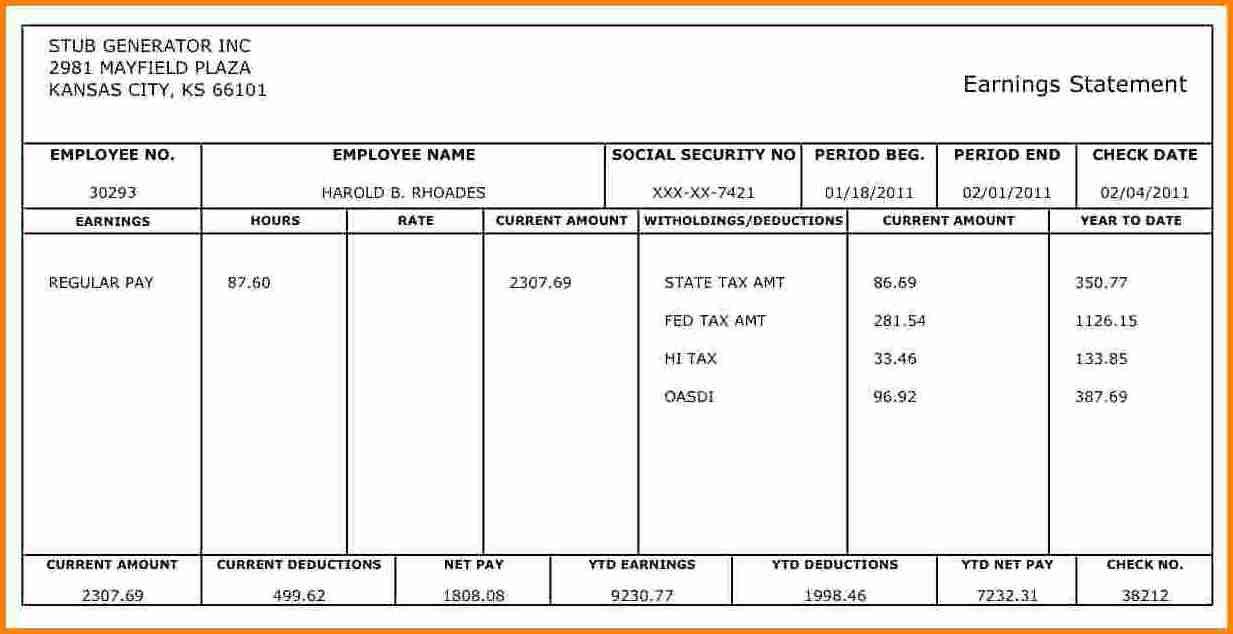 10 pay stub template for 1099 employee