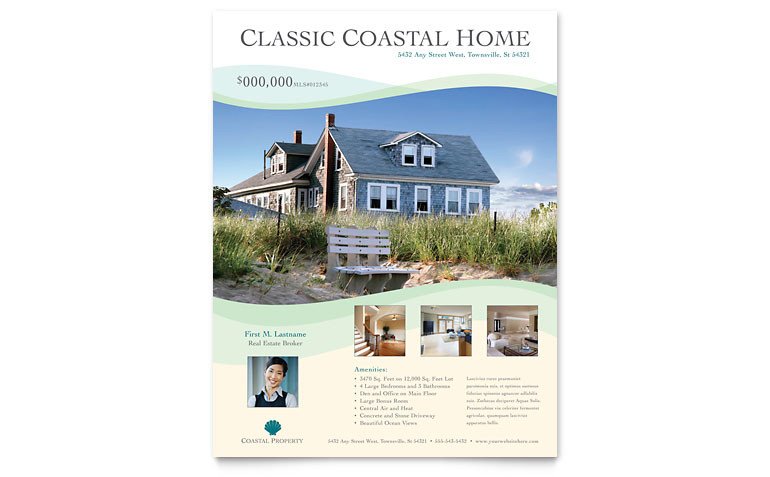 Coastal Real Estate Flyer Template Word & Publisher