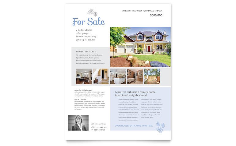 Real Estate Listing Flyer Template Word & Publisher