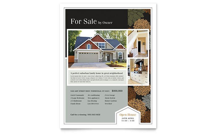 Suburban Real Estate Flyer Template Word & Publisher