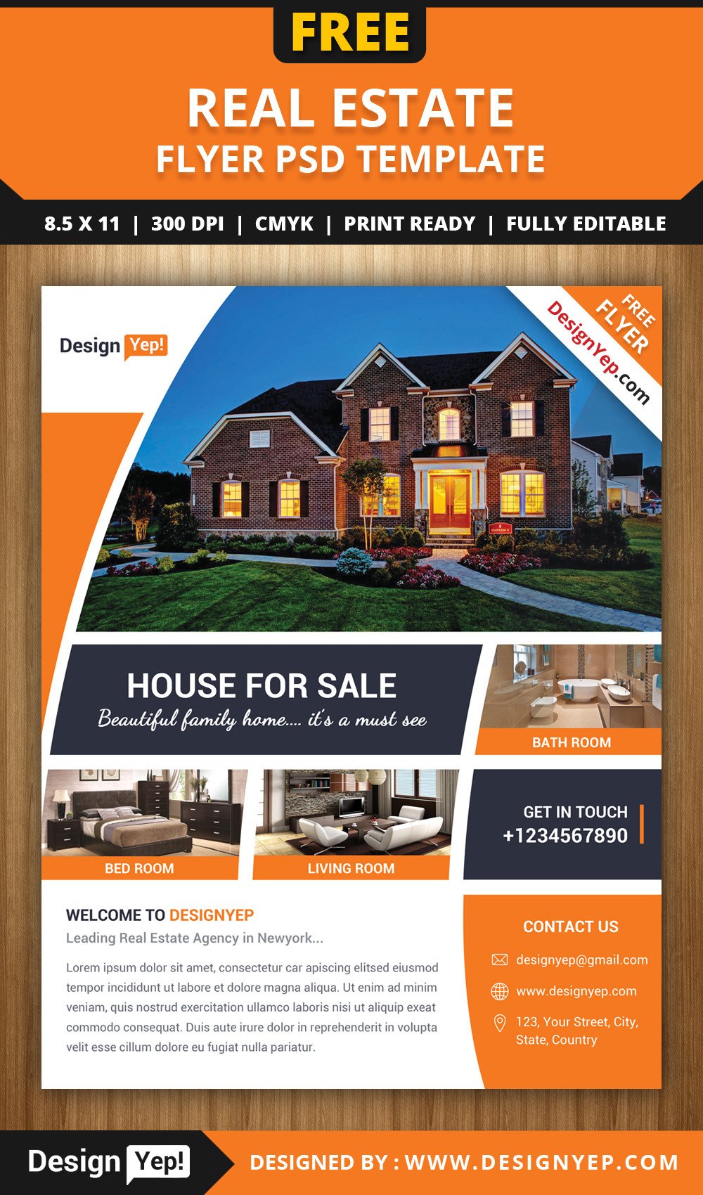 Free Real Estate Flyer PSD Template DesignYep