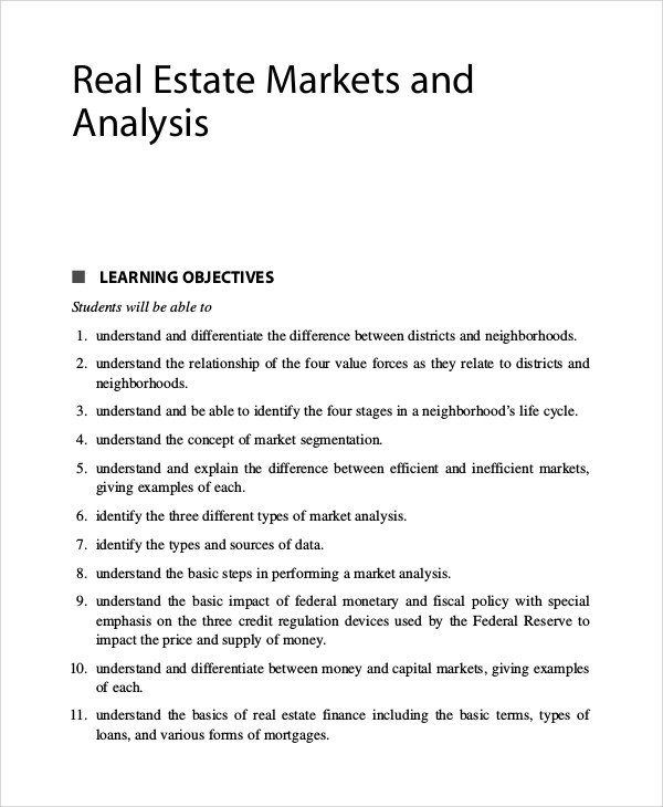 Sample Real Estate Market Analysis 9 Examples in PDF Word