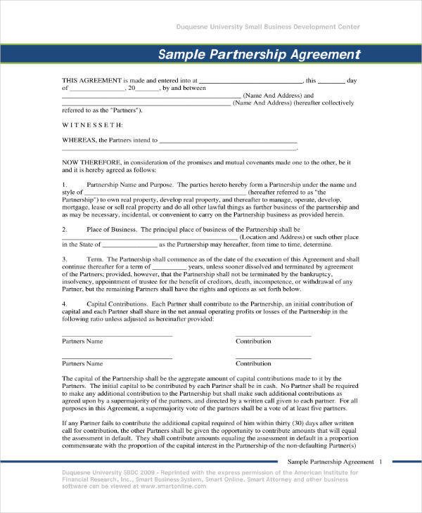 6 Real Estate Partnership Agreement Templates PDF Word