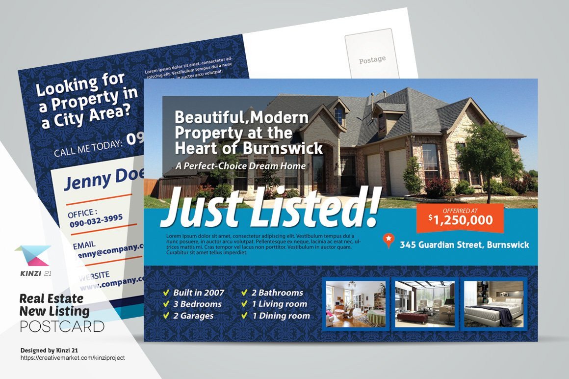 Real Estate New Listing Postcard Postcard Templates