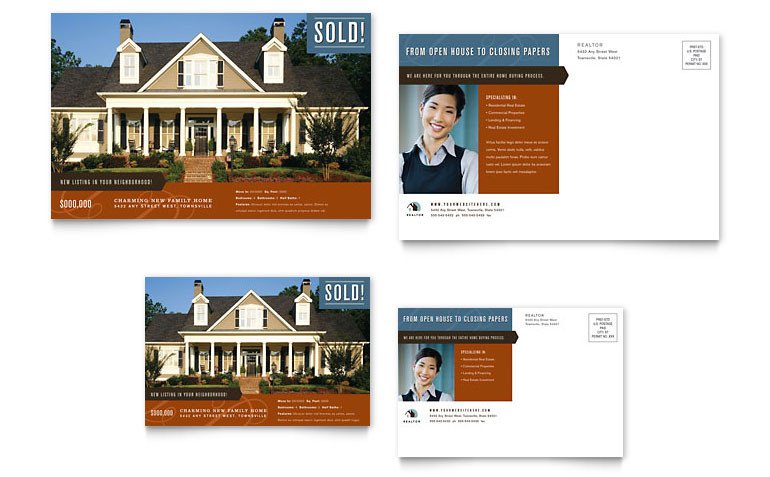Residential Realtor Postcard Template Word & Publisher