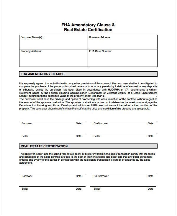 Real Estate Form 9 Free Sample Example Format