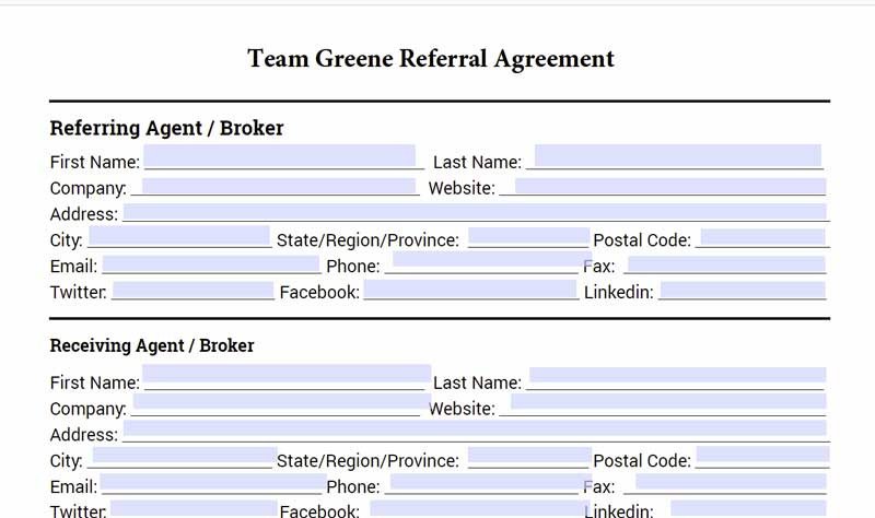 Real Estate Referral Agreement