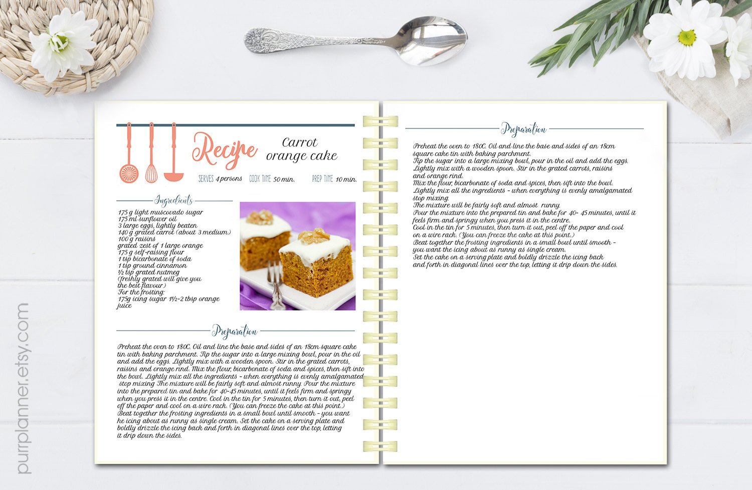 Editable cook book Recipe template recipe pages pattern