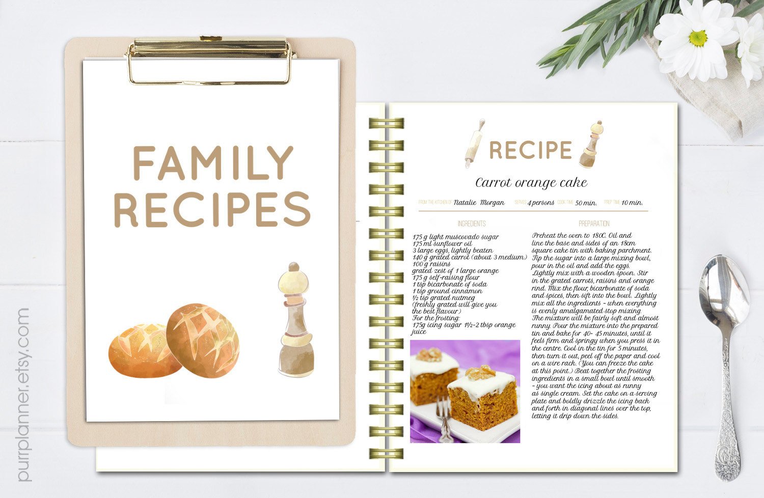 Printable editable recipe pages recipe book template recipe