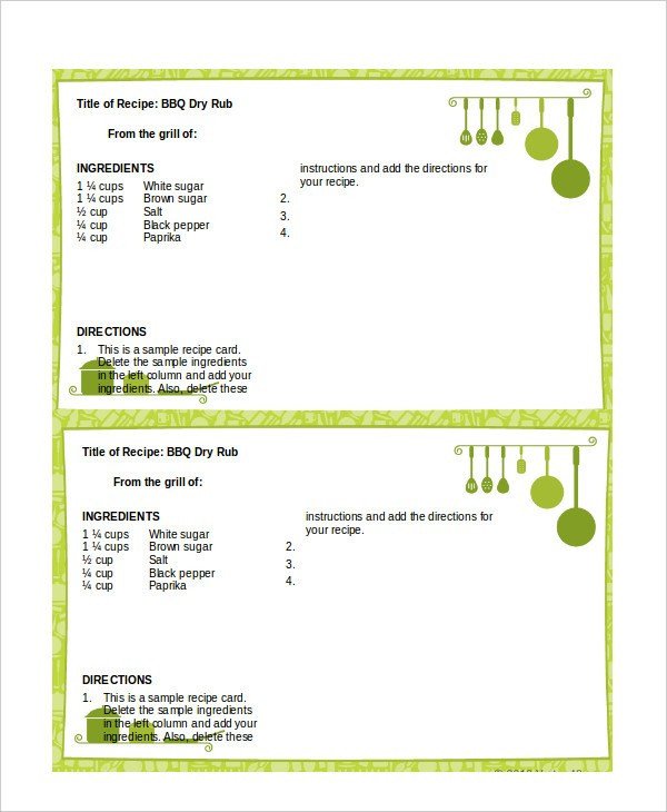 Word Template Recipe Card – Free Printable Recipe Card