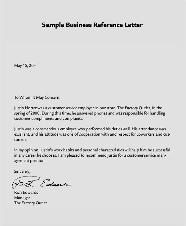 8 Reference Letter Samples Examples Templates