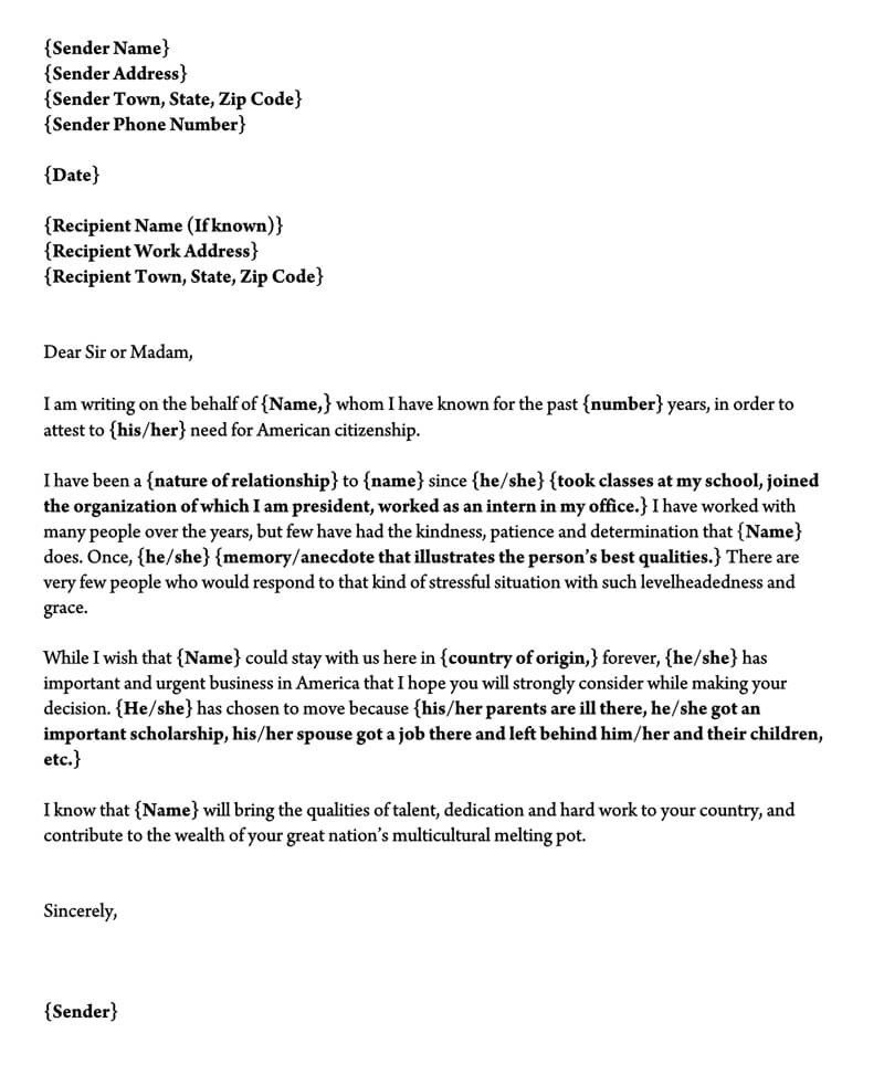 Letter of Support for Immigration 10 Sample Reference