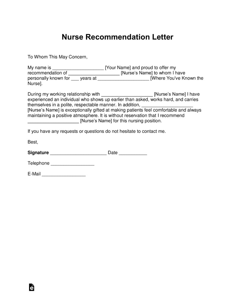 Free Registered Nurse RN Letter of Re mendation