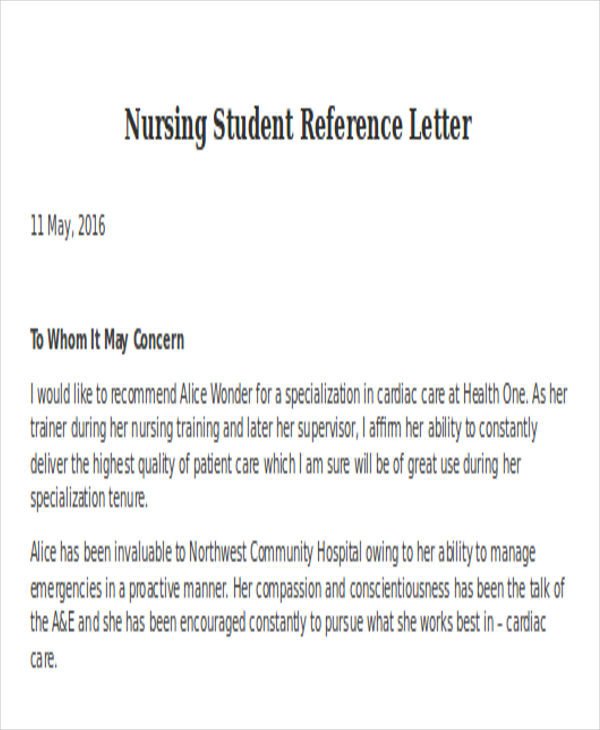 Nursing Reference Letter Templates 12 Free Word PDF