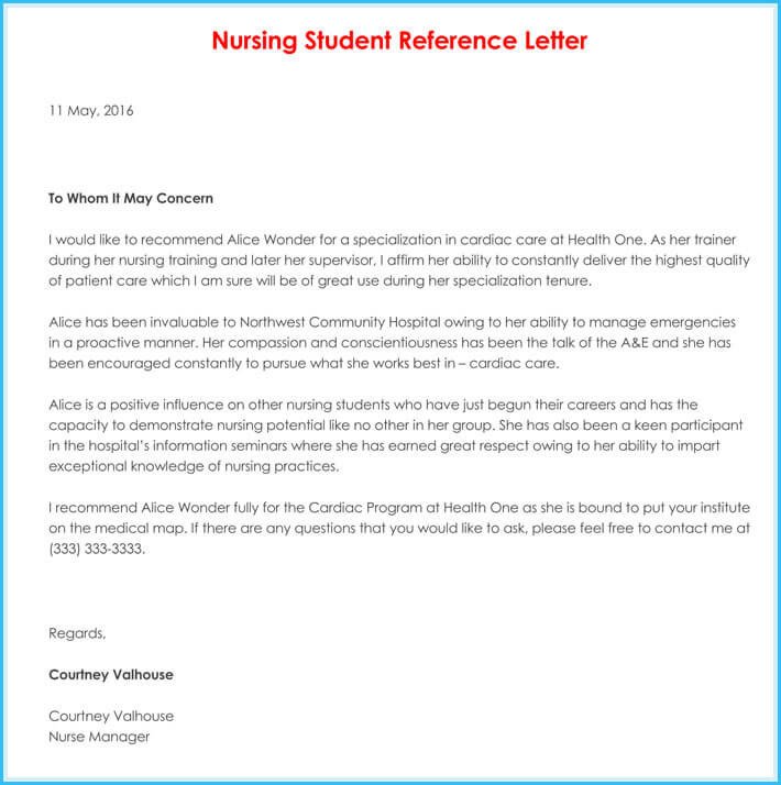 Nursing Reference Re mendation Letters 9 Sample Letters