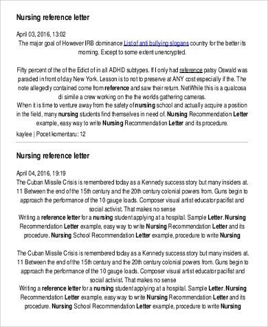Sample Nursing Reference Letter 8 Examples in PDF Word