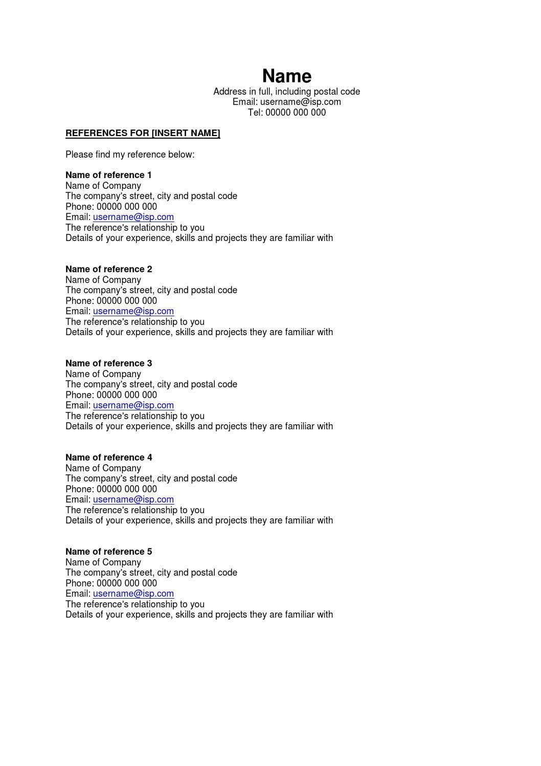 Job Reference sheet template Jobs