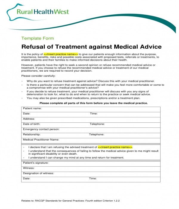 3 Against Medical Advice Forms PDF