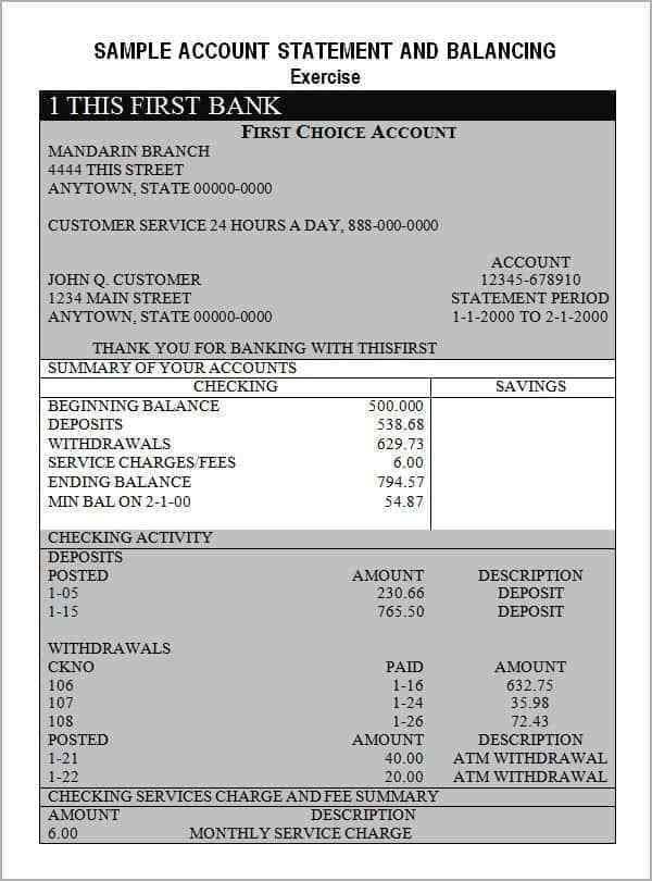 Bank statement template Free Formats Excel Word