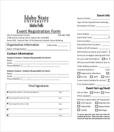 10 Printable Registration Form Templates PDF DOC