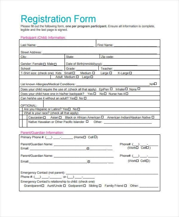 32 Sample Free Registration Forms
