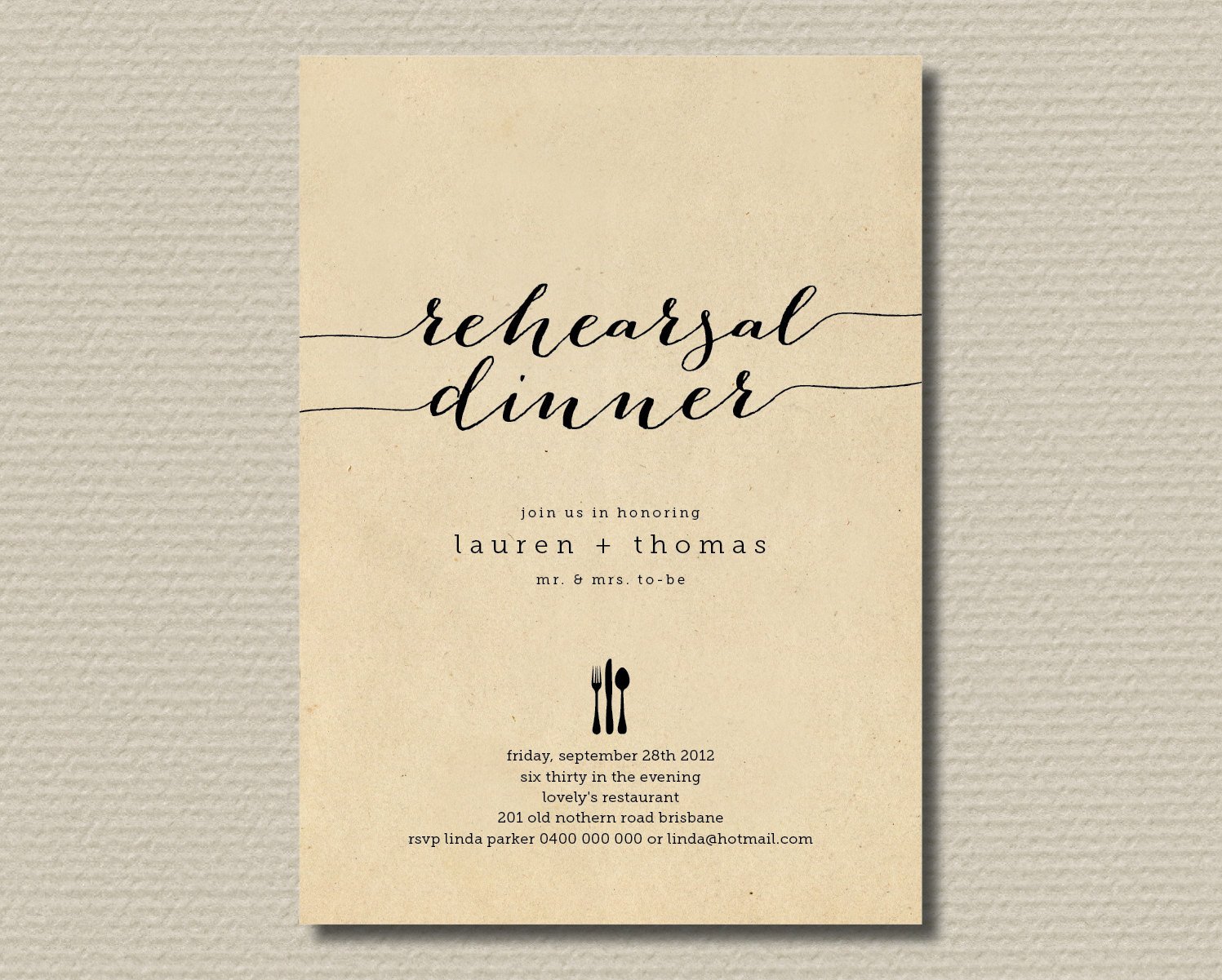 Printable Wedding Rehearsal Dinner Invitation by