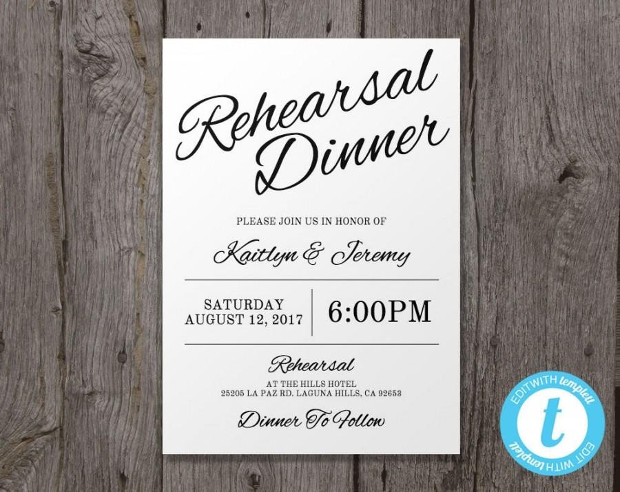 Printable Wedding Rehearsal Dinner Invitation Template