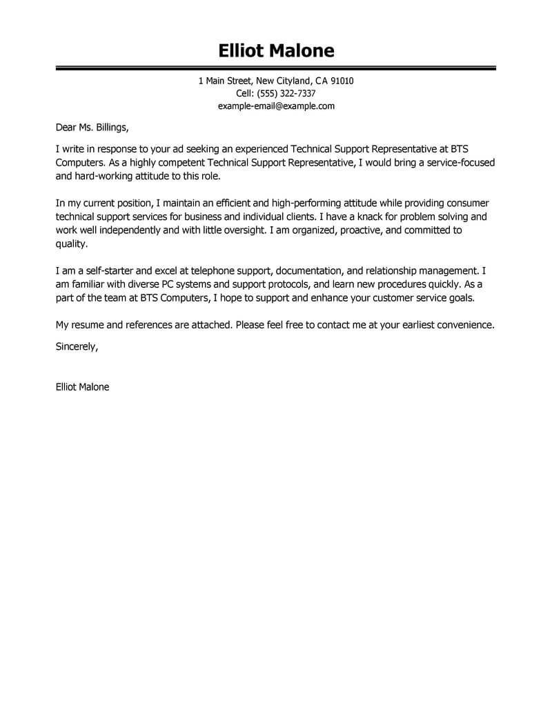 Best Technical Support Cover Letter Examples