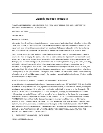 Liability Release Template