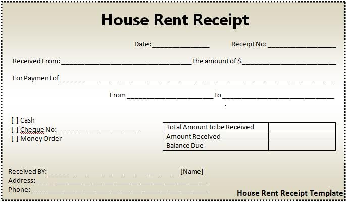 House Rent Receipt Formats