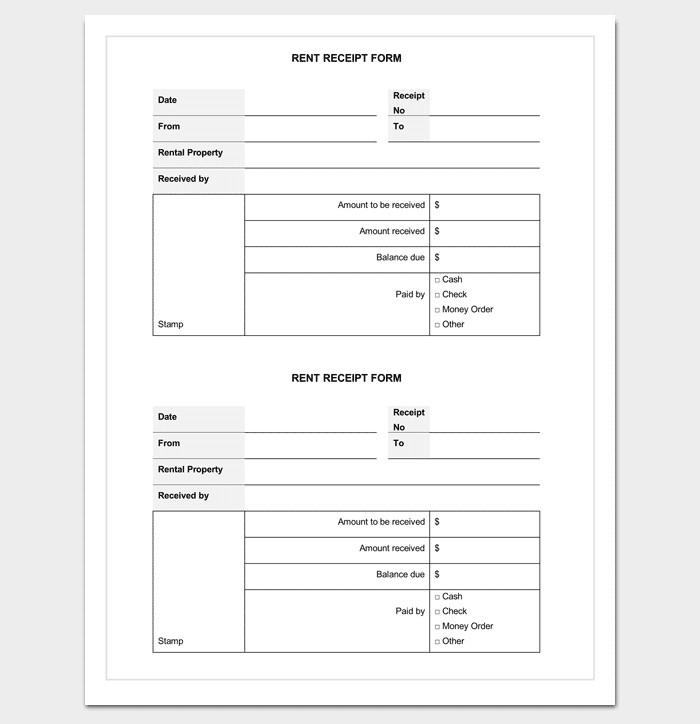 Rent Receipt Template 9 Forms for Word Doc PDF Format