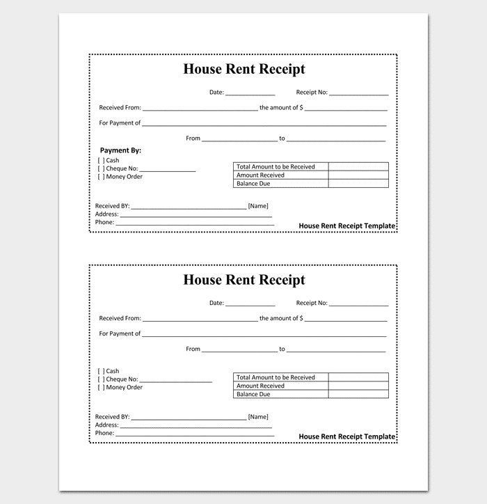 Rent Receipt Template 9 Forms for Word Doc PDF Format