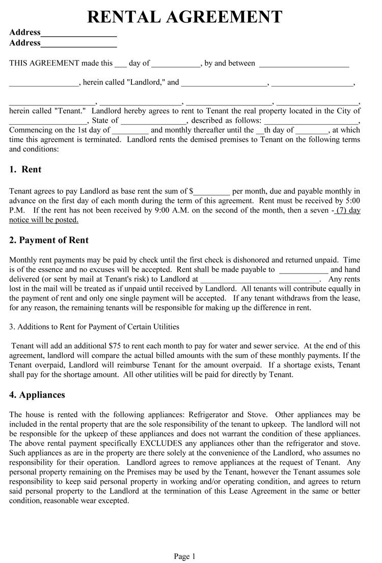 Rental Agreement Template 25 Templates to Write Perfect