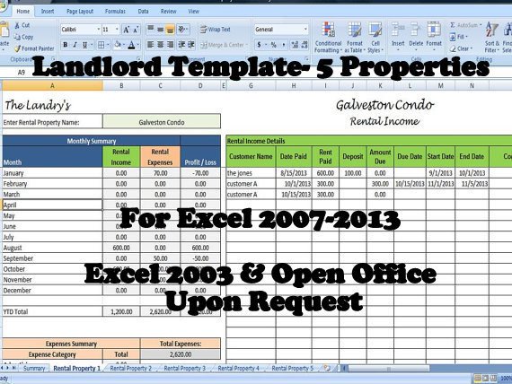 Landlord Rental In e and Expenses Tracking Spreadsheet